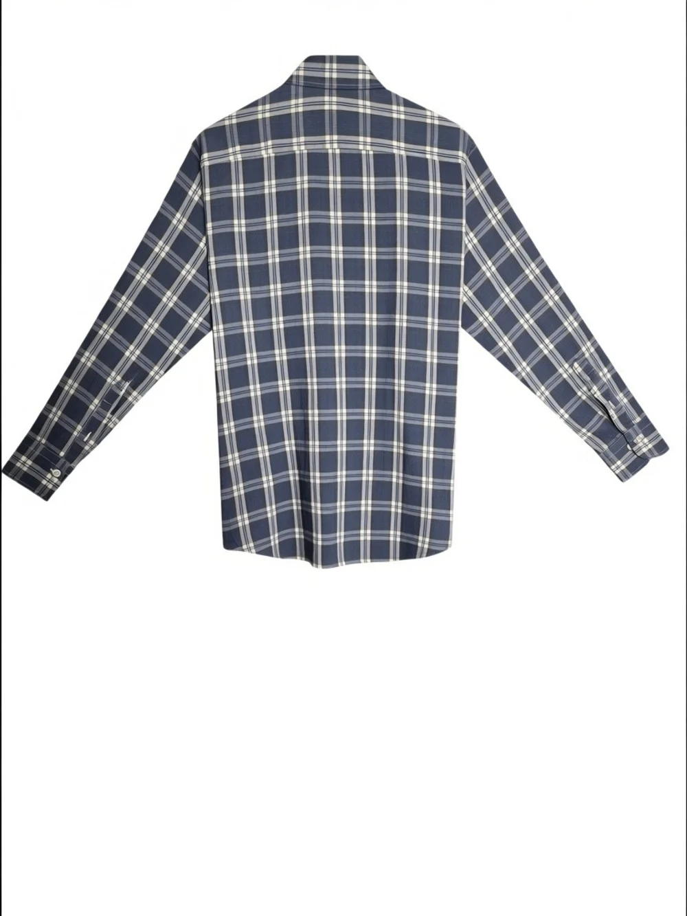 Ledbury Osmond Blue Plaid Button Down Shirt Spread Collar Cotton 15.5 Medium - Picture 3 of 10
